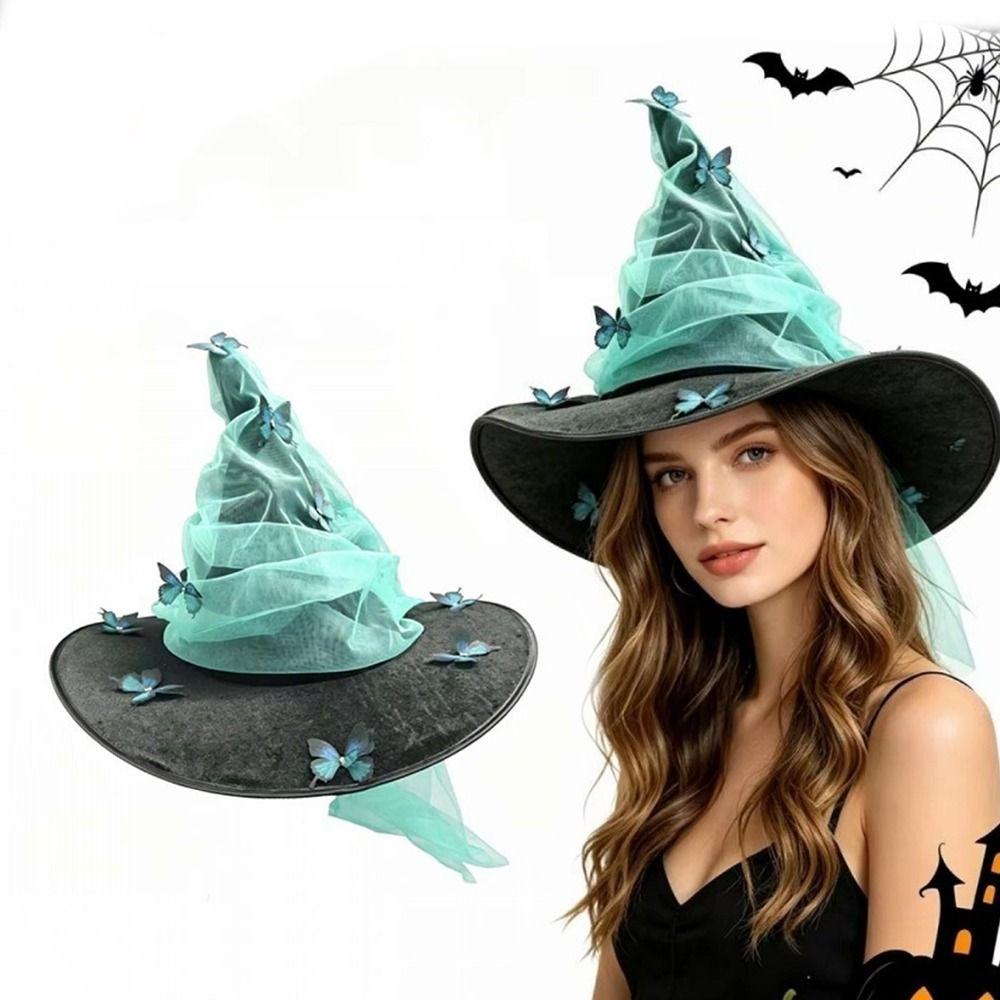 Pleated Halloween Party Butterfly Witch Gothic Wizard Cap Cosplay Dress Up Hat Halloween Makeup