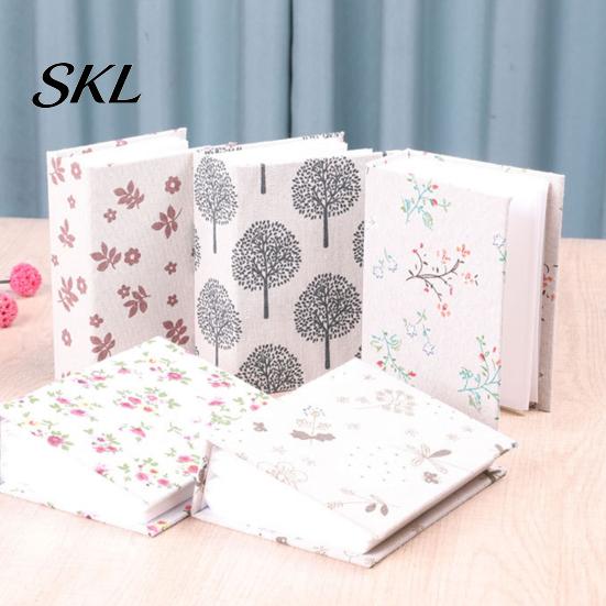 Transparent Inner Bag Photo Album Mini Printed Fabric Slip-In Album, Portable Floral Print Scrapbook with Sleeve Pages, Lightweight Cover Pocket