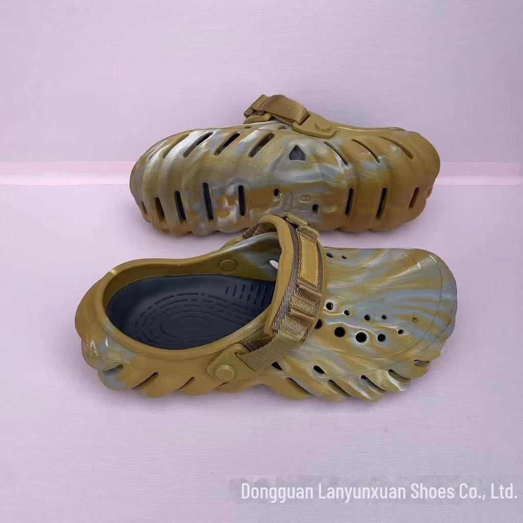 «Пляжные сандалии с волнистым узором и перекрестными отверстиями — нескользящие летние тапочки унисекс»