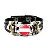 Заводской Браслет с Дизайном Флага Страны Кристальные Бусины Кнопка-Застежка Спортивные Украшения Национальной Команды Подарок Кожаный Обертывающий Браслет