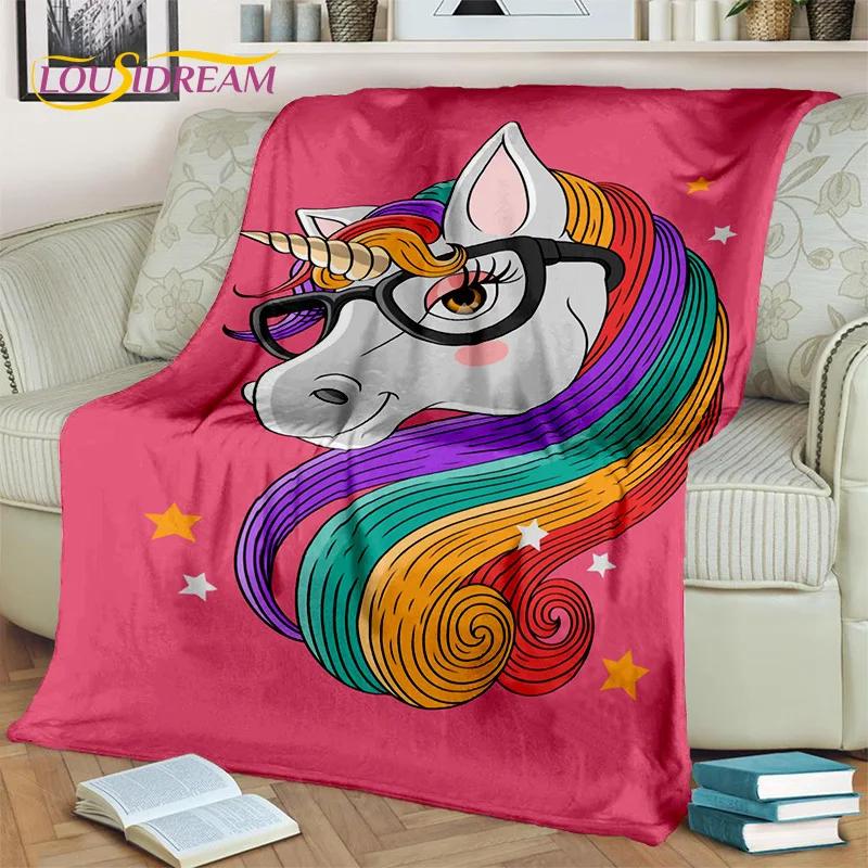 D Cartoon Unicorn Throw Blanket Soft Cozy Blanket for Home Bedroom Picnic Travel Perfect Kids Birthday Gift
