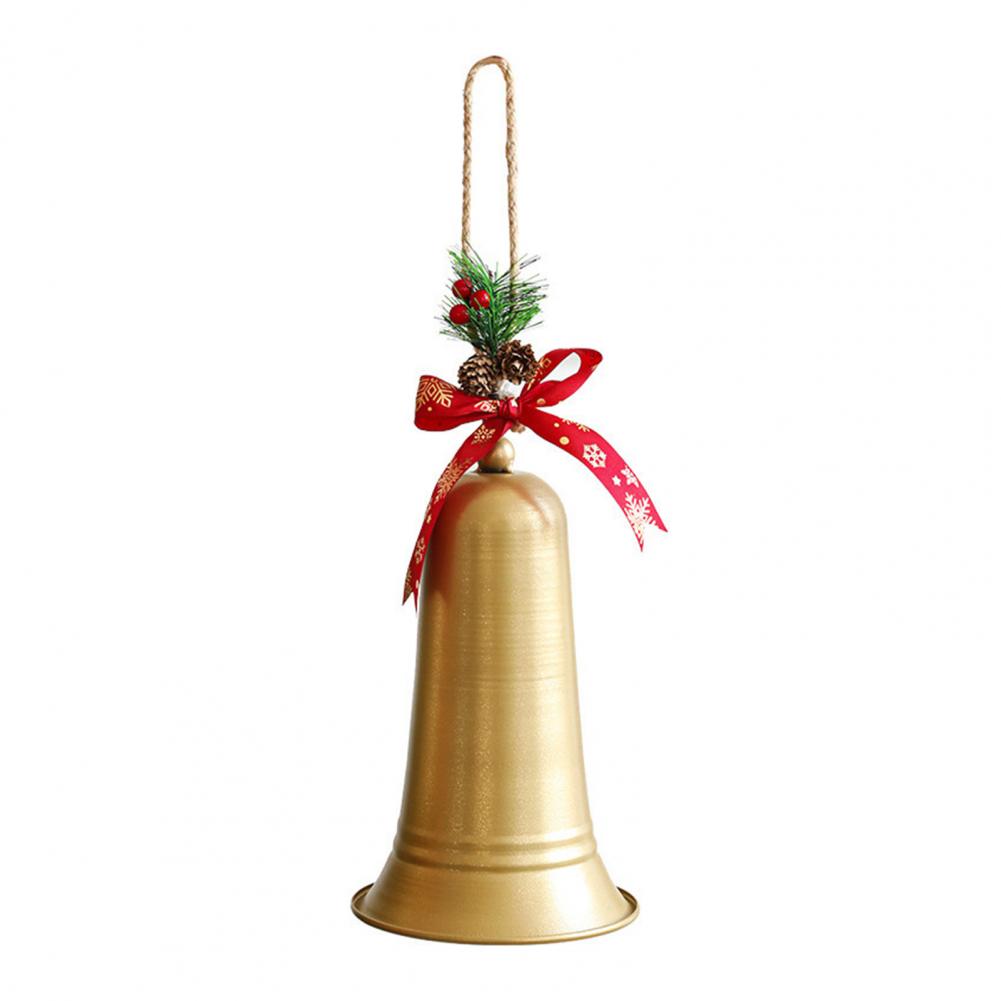 Christmas Bell Decoration Classic Design Christmas Clock Rustic Metal Christmas Bell Ornaments with Pine for Tree Door