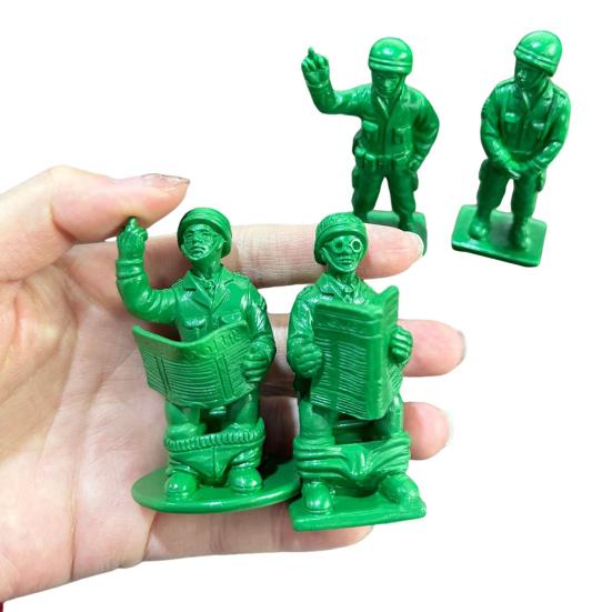 4 Pcs Green Military Man Statue Miniature Soldier Figurines Collectible Soldier Ornament