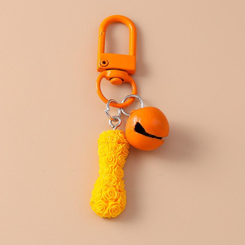 Creative Resin Rose Flower Initial Letter Keychain Alphabet Key Ring for Women Girls Handbag Pendants DIY Jewelry Gifts