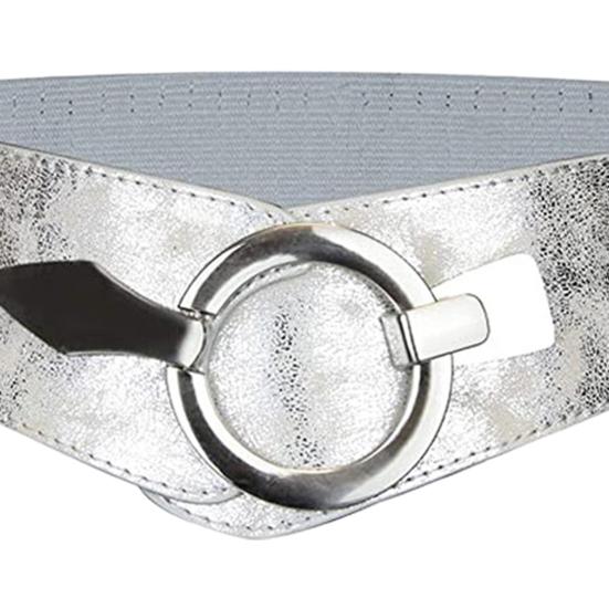 Широкий эластичный пояс для женщин, универсальный, однотонный, эластичный, для платья, пояс из искусственной кожи, сплав