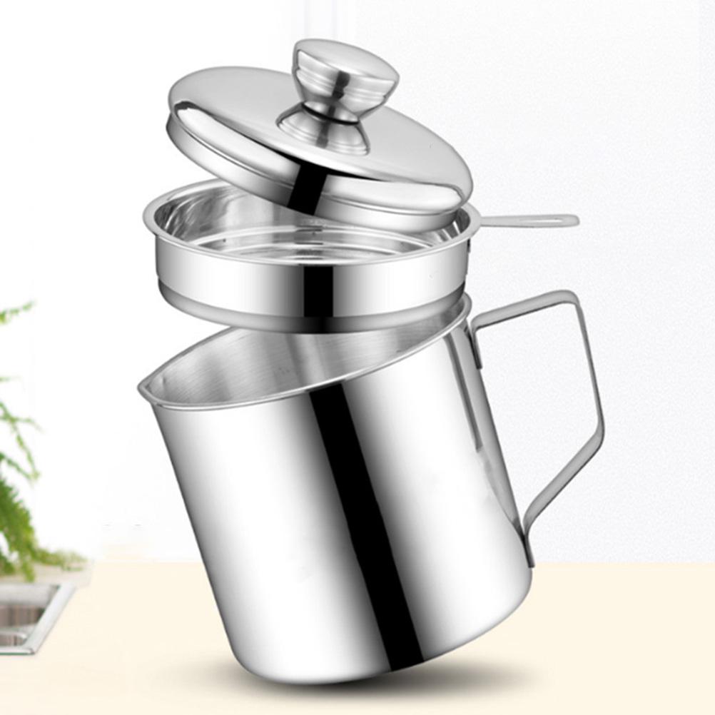 Контейнер пищевого масла и жира нержавеющей стали 1.3Л с фильтром для жира сетки фильтра