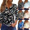 Women's T Shirt Print Button 3/4 Sleeve Daily Weekend Fashion Basic V- Neck Regular Top