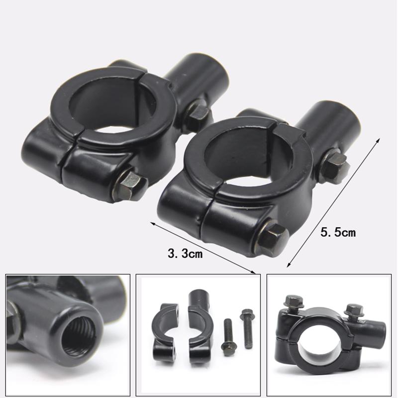 2pcs 8mm/10mm Black Aluminum Motorcycle Rear View Handlebar Mirror Mounting Bracket Adapter Clip Base Universal