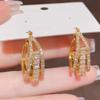 Square Zirconia Earring Buckle Gold Women's High Grade Earrings Rhinestone Hoop Earrings for Women