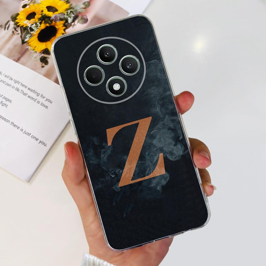 Чехол для OPPO Reno12 F Милые буквы от A до Z Цветок Прозрачный Мягкий Силиконовый Задняя крышка телефона Для OPPO Reno 12F 5G Reno12F 2024 Capa