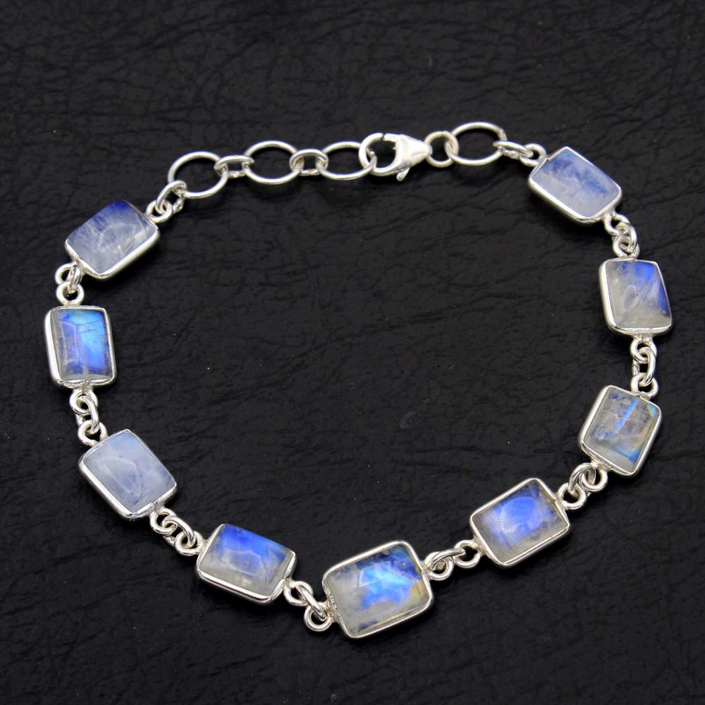 Серебряный браслет Moonstone, женские украшения, браслет ручной работы, серебряные украшения, серебро 925 пробы, подарок маме