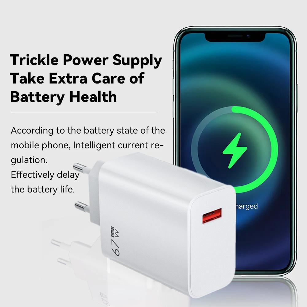 67W GaN USB Charger Fast Charging Charger Type-C Data Cable Mobile Phone Wall Travel Adapter For Samsung Huawei