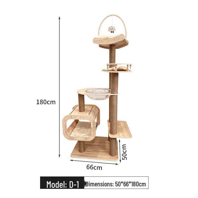 BeiYou Large Solid Wood Cat Tree with Space Capsule