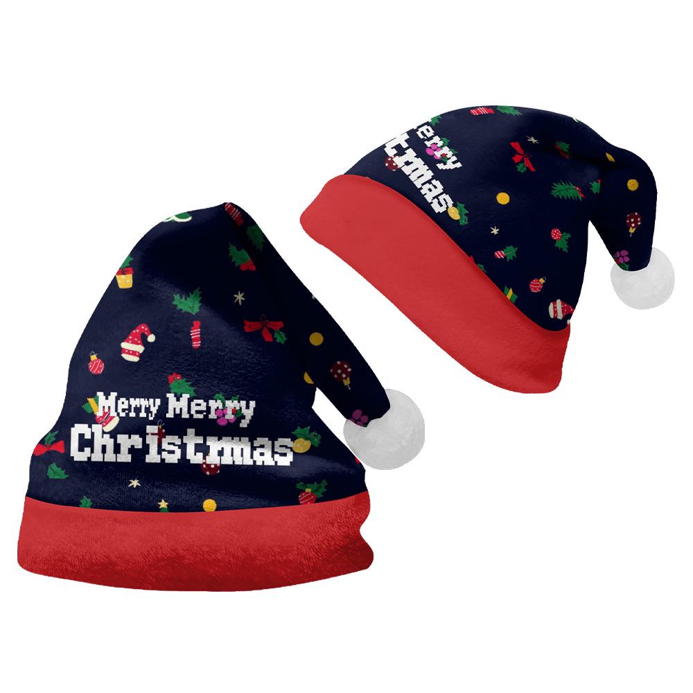 2024 Christmas Short Plush Santa Claus Hat for Adults & Kids - DIY Printed Ornaments