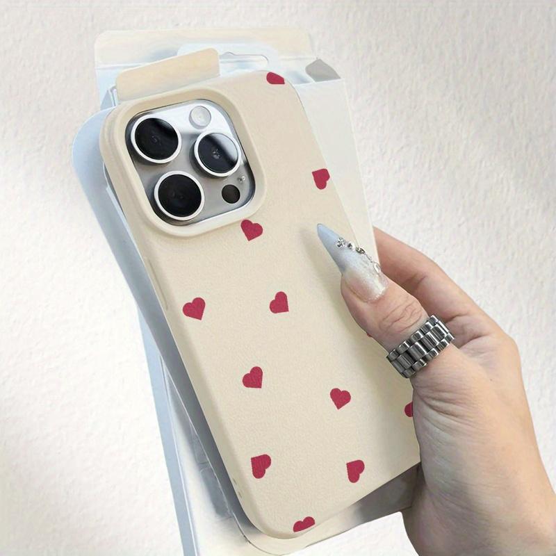 Чехол для телефона с красным узором в форме сердца, подходит для iPhone 17 16 15 14 13 12 11 Pro/Max/Plus, противоударная задняя крышка