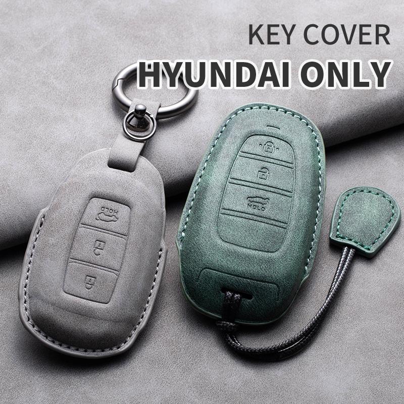 Leather Car Key Case Cover Shell For Hyundai Grand Santa Fe 3 DM I30 IX35 Ix45 Encino KONA Solaris Azera Grandeur Creta 2 Kona