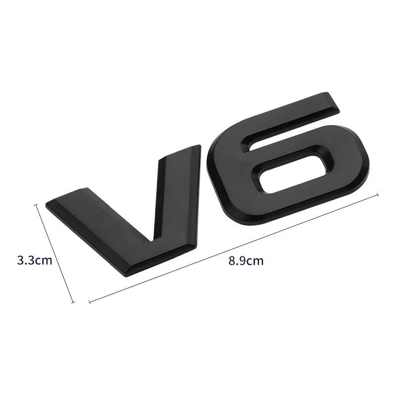 1Pc 3D Metal V6 V8 Logo Engine Displacement Rear Trunk Tailgate Car Badge Decal Side Wing Emblem Sticker Car Styling Acceesories