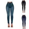 Summer Women's Button Slim Front And Back Pocket Zipper Design Leggings Leg Work Pants Denim Trousers