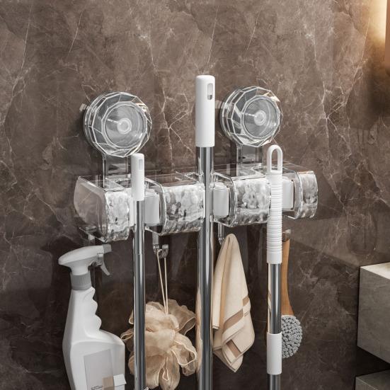 Настенный держатель для швабры, держатель для щетки, прочный, выдерживающий нагрузку, простая установка, противоскользящая швабра