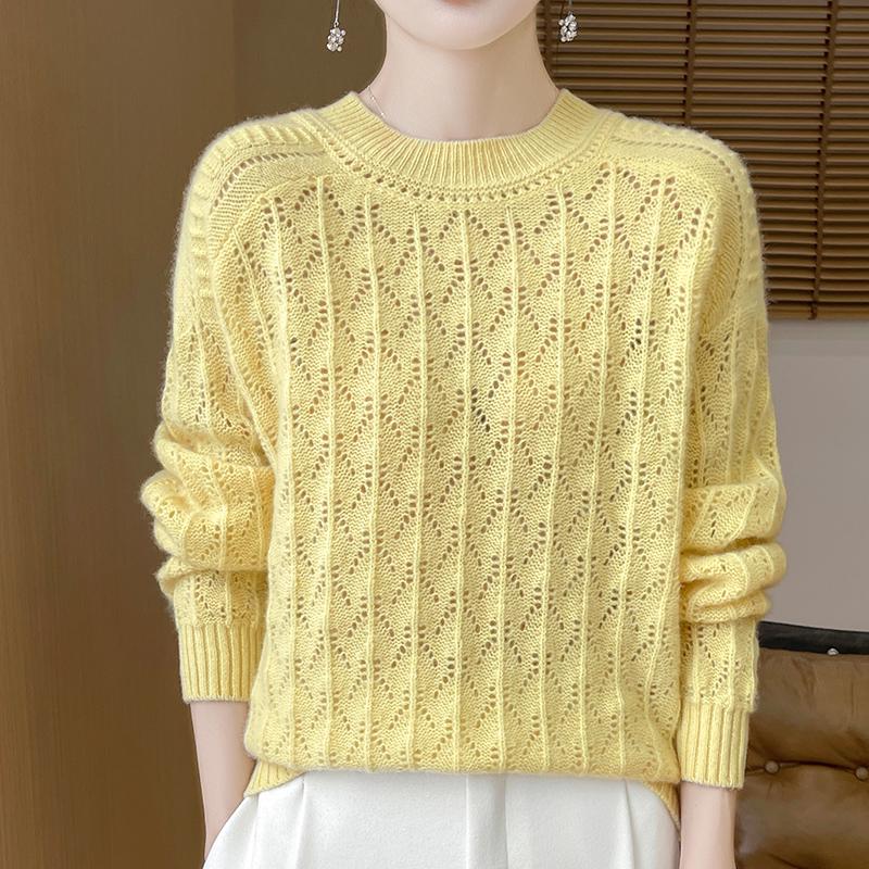 Женский кашемировый свитер Qinghe Cashmere 30% кашемир 70% шерсть Осень и зима Кашемировый пуловер Ручная работа Мягкий и теплый