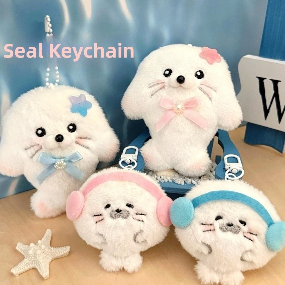 Chubby Plush Seal Pendant Kawaii Stuffed Doll Pendant Cute Fuzzy Seal Keychain Kids