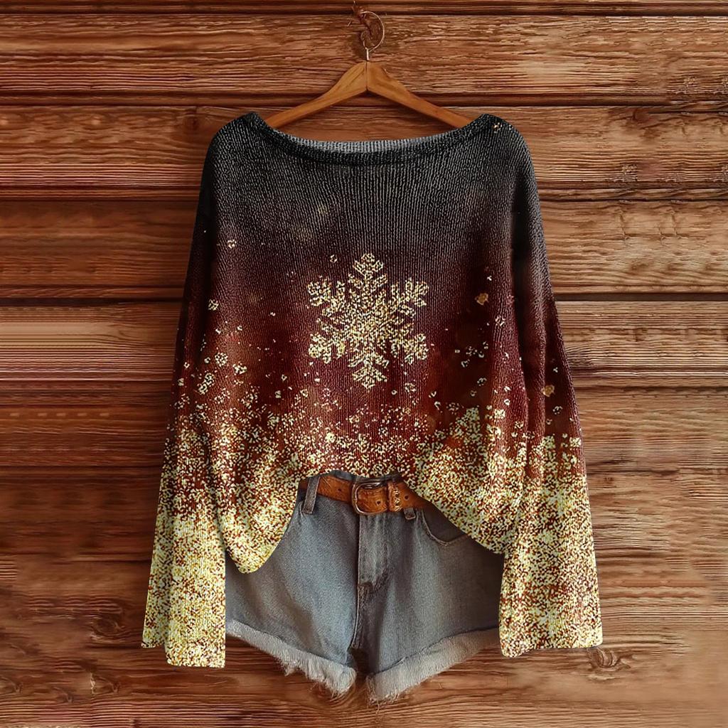 Women's Fashion Long Sleeve Christmas Snowman Snowflake Print Jacket Cardigan