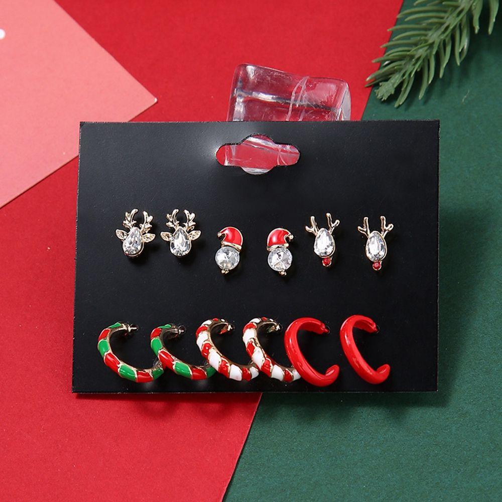 Santa Claus Elk Christmas Earrings Set Female Ear studs Korean Style Earrings Red Dangle Earrings