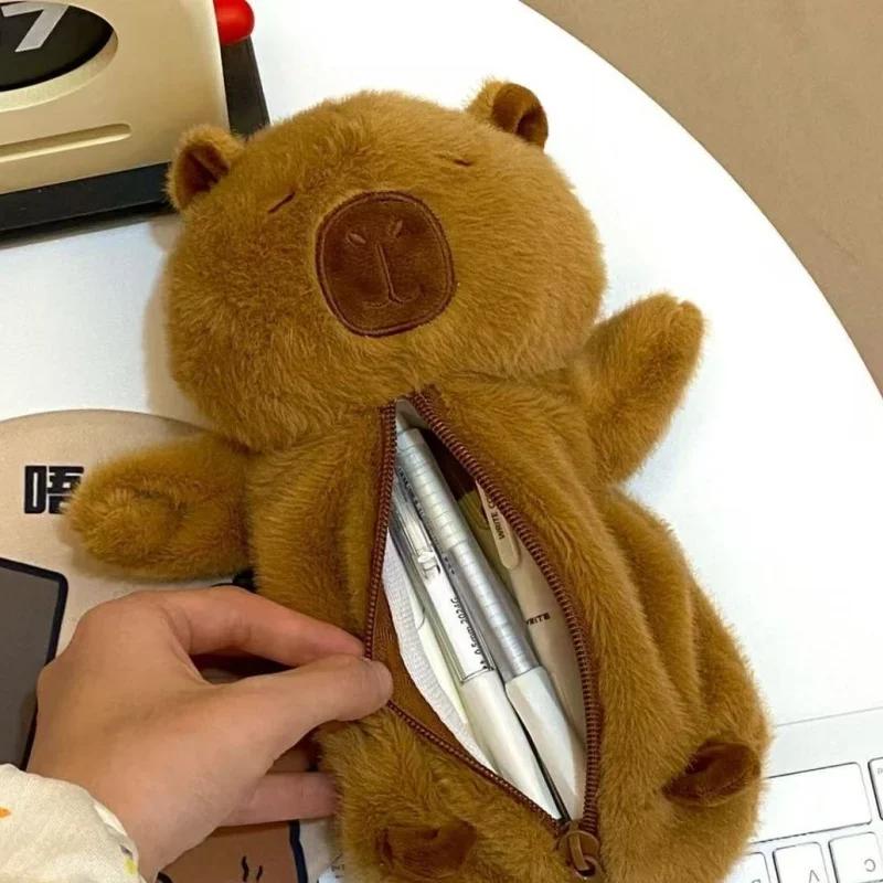 1 шт. Милый пушистый пенал Capybara Kawaii мультяшный животное аниме Capybara пенал большой емкости сумка для хранения канцелярских принадлежностей