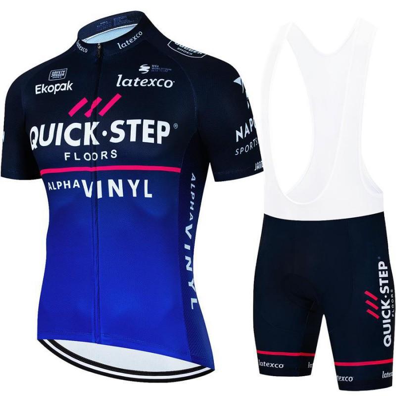 Quick Step Team Cycling Jersey Bib Shorts Set Men Women Breathable Ride Wear