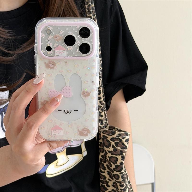 Красочный Цветочный Ажурный Чехол-Кролик для iPhone 17/16 Pro Max/15 Pro