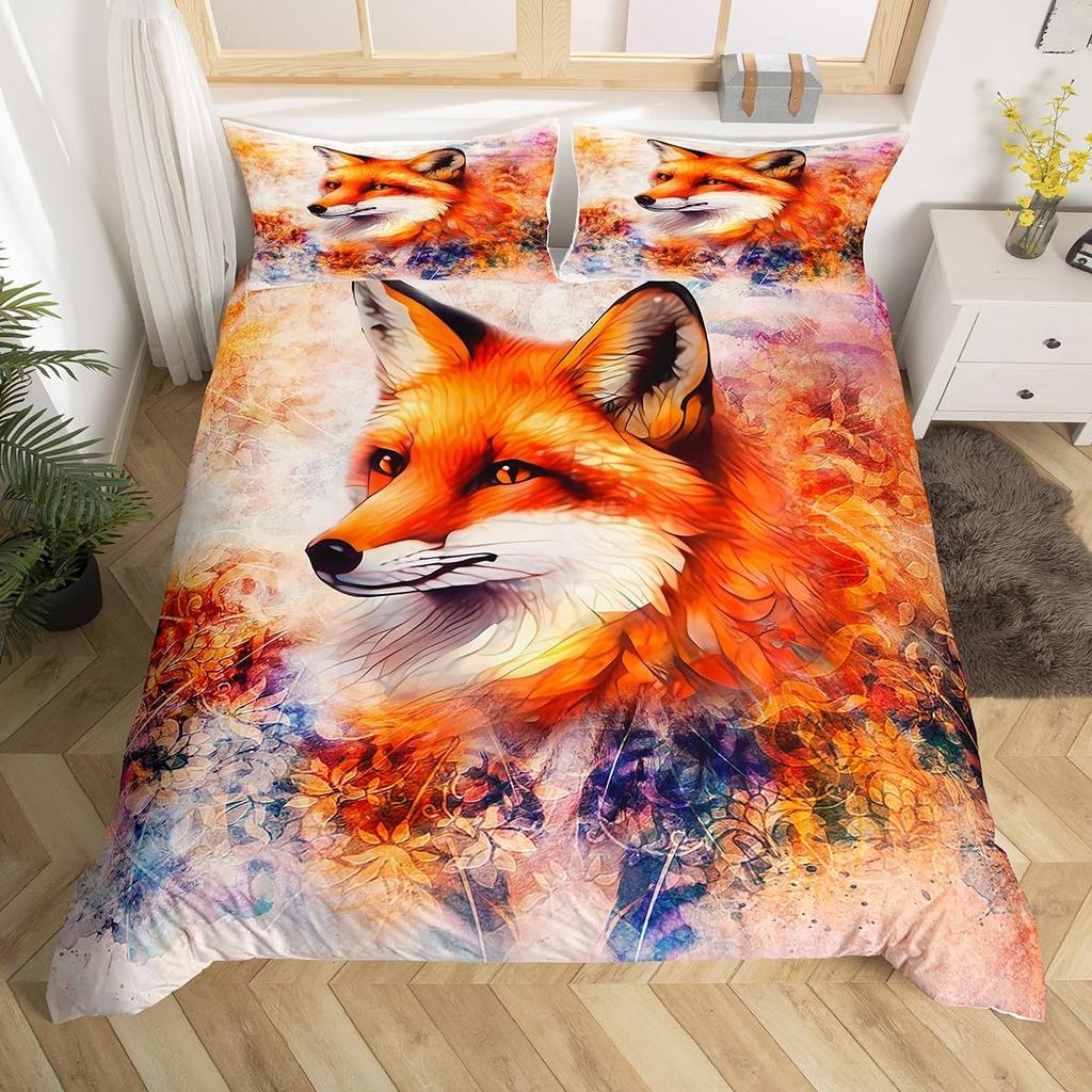 Fox Duvet Cover Sets For Kids Teens Quilt Covers Lightweight Down Room Decor Queen King Size 2 Pillowcase 1 Duvet Cover No Quilt