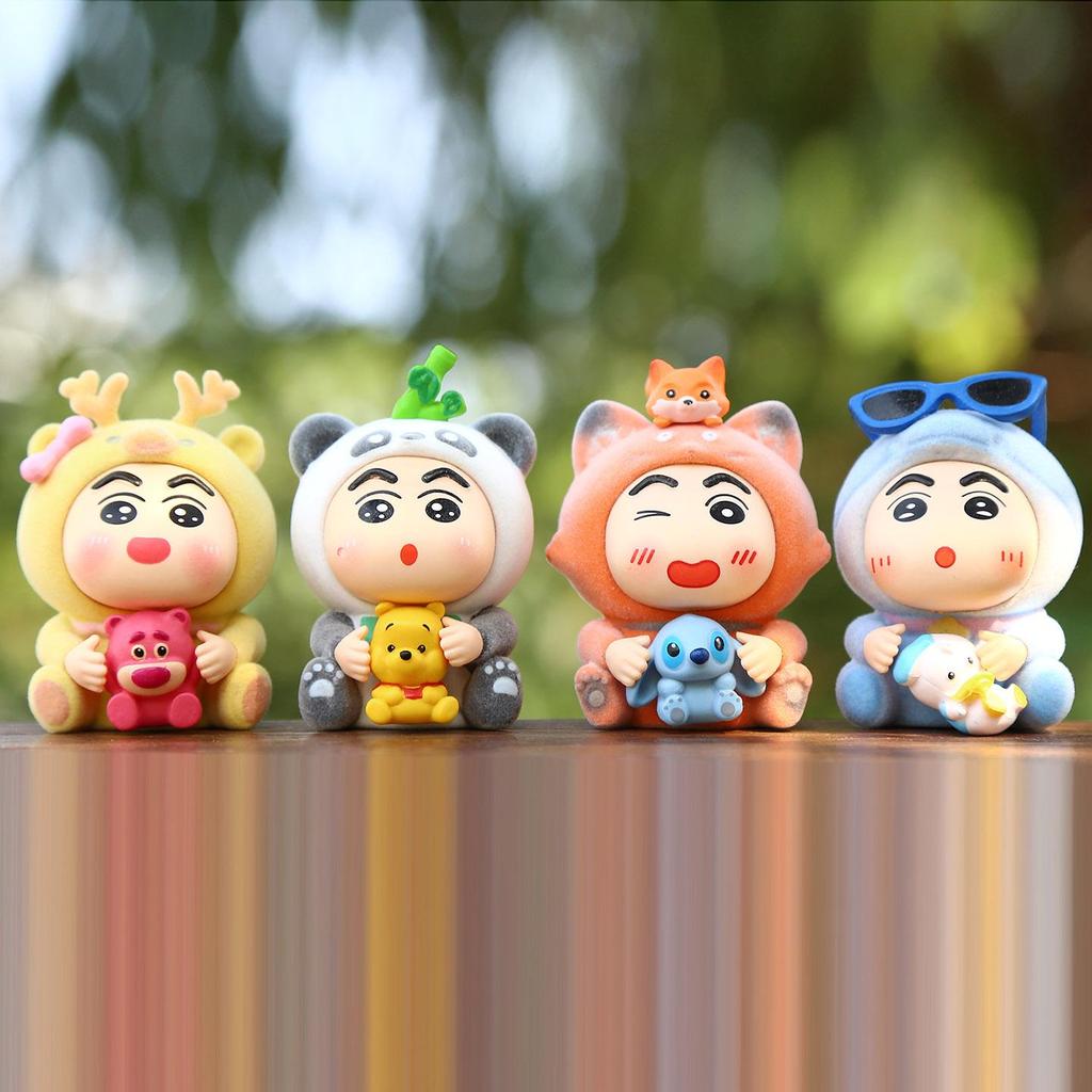 Anime Shin-chan Flocking Animal Series: Q Version Panda & Elephant Figure Toy Ornament