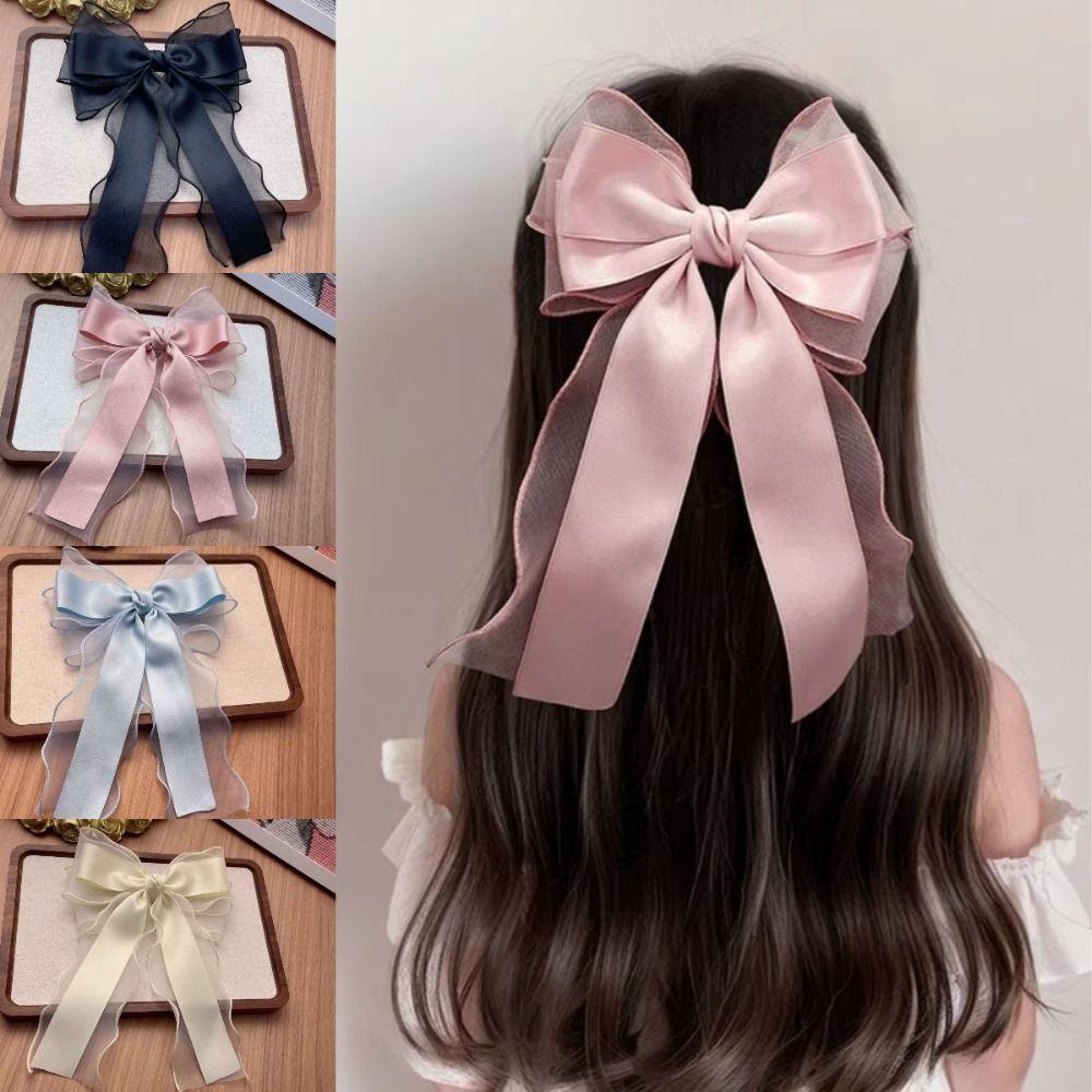 Soft Mesh Bow Hair Clip Large Bow Hair Barrettes New Sweet Headband Women Fashion