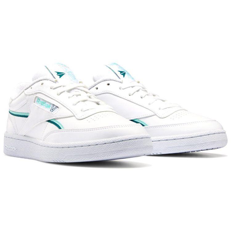 Reebok Кроссовки унисекс Club C 85 Vegan White Hint Mint, White Midnight Pine GX7562