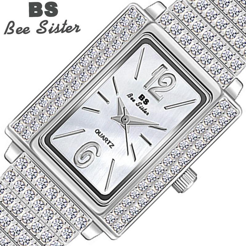 BEE SISTER BS Ladies Wrist Square Dial Watches Dress Gold Watch Women Watches Stainless Steel Silver Clock Women Femme Quartz Watches