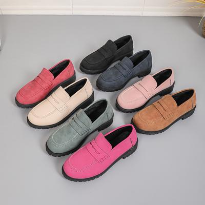 2025 новые большого размера на толстом каблуке весенне-осенние повседневные матовые туфли женские в британском стиле на толстой подошве для внешней торговли с неглубоким вырезом лоферы