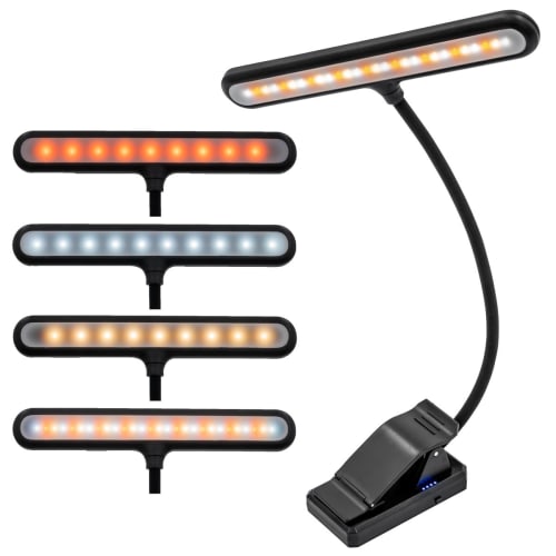 FUNKS Rechargeable Music Stand Light, Cordless, 3-Level Dimming, 4 Color Temperatures, LED, USB