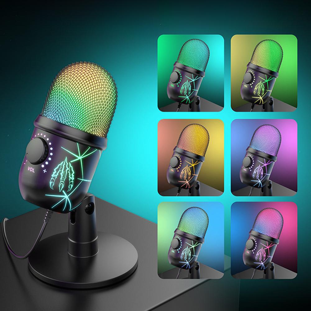 USB-микрофон для прямых трансляций, караоке V5, шумоподавление, игровой конденсаторный микрофон с подставкой для телефона