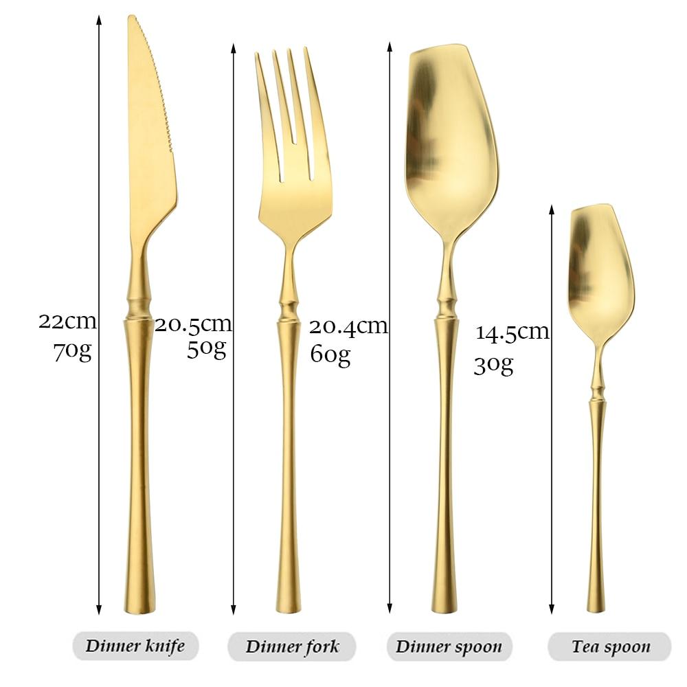 6Set/24Pcs Cutlery Set 18/10 Stainless Steel Set Luxury Dinnerware Gold Forks Western Spoons Knives Steel Cutlery Set Flatware