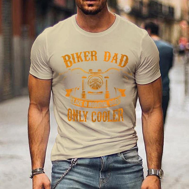 Мужская футболка с принтом Biker Dad Only Cooler Print, новая модная летняя забавная футболка с коротким рукавом Biker Daddy, футболки больших размеров