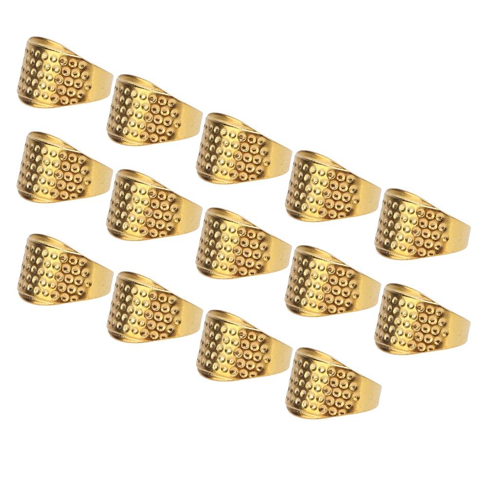 14pcs Finger Protector Ring Thimble Gold Copper Thimble Adjustable Thimble Quilting