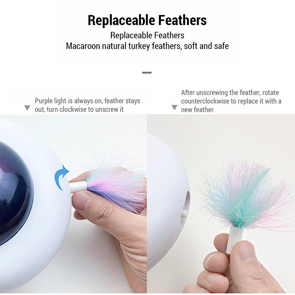 Автоматическая игрушка для кошек, электрическая умная гравитационная НЛО, саморазвлекательная палочка с перьями, игрушка для домашних животных - для кошек