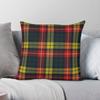 Buchanan Scottish Tartan Square Pillowcase Polyester Linen Velvet Pattern Zip Decorative Pillow Case Room Cushion Cover