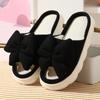 Butterfly Knot Linen Slippers for Women, Summer Home, Anti Slip, Daily Breathable, with A Sense of Stepping On Poop, Indoor Thick Sole