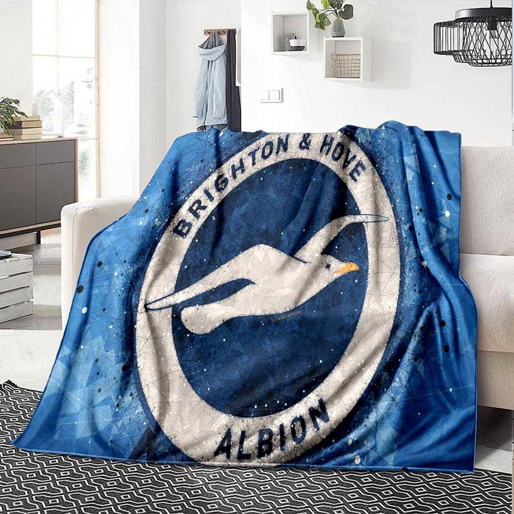 Brighton & Hove football club Flannel Blanket, Soft Polyester, Modern Design, All-Season for Camping, Travel, Gifts for holidays or birthdays