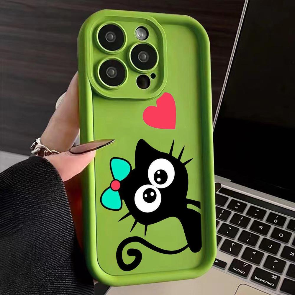 LZ11 cat милый художественный дизайн силиконовый чехол для телефона iPhone 11 13 14 15 16 Pro Max 7 8 16 Plus 12 mini XS Max XR противоударный задний чехол