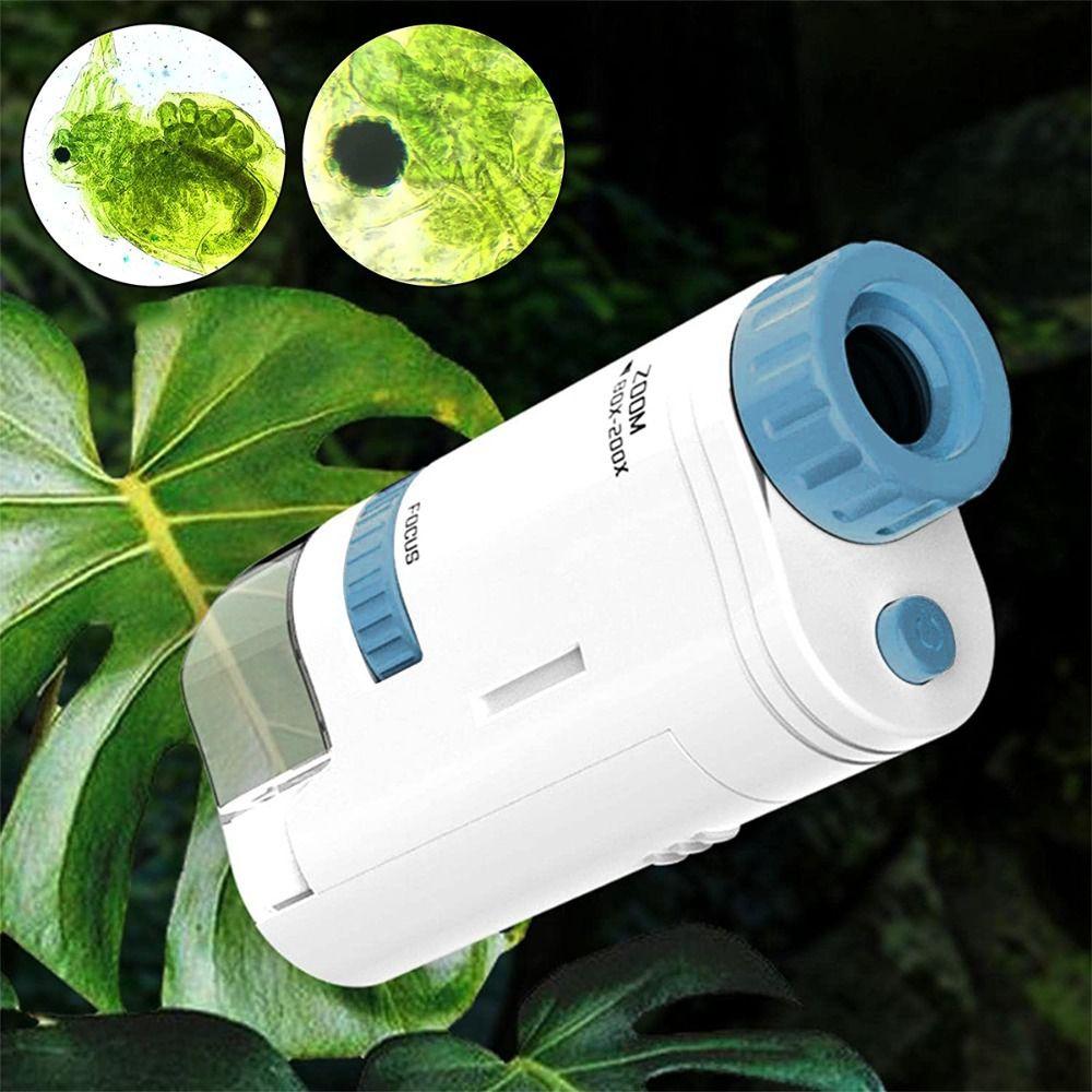 80-200x Pocket Microscope High Definition Children Microscope Electric Mini Microscope Outdoor