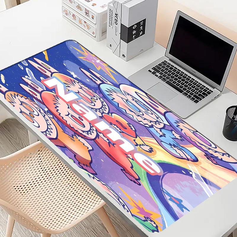 Custom Name Personalized Labubu Pattern Mousepad, Laptop PC Desk Mat, Decorative Desk Mat for Home Keyboard Pad Gift
