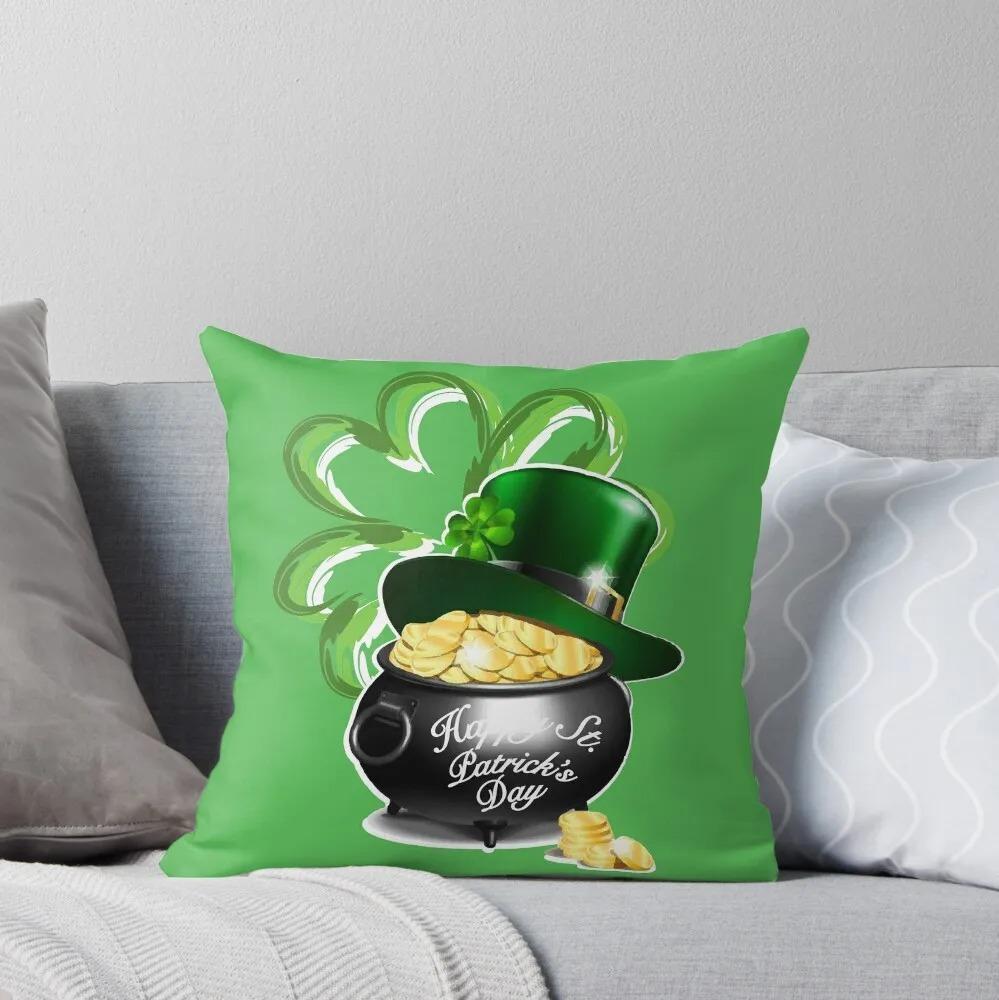 Green Dwarf Clover St. Patrick's Day Pattern Decorative Pillowcase Cushion Cover Print Decoration Living Room Office Home