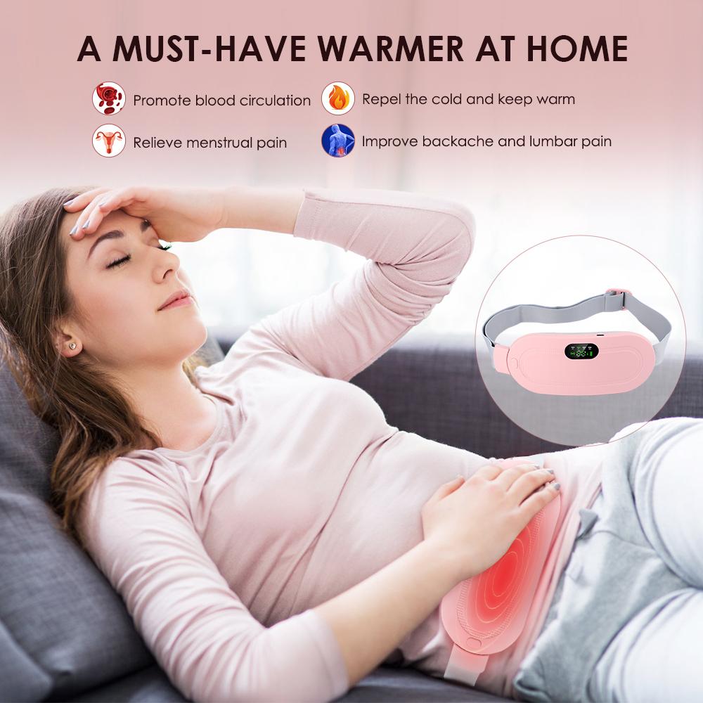Electric Menstrual Cramp Massager Vibrating Heating Pad with Menstrual Abdominal Warmer Belt